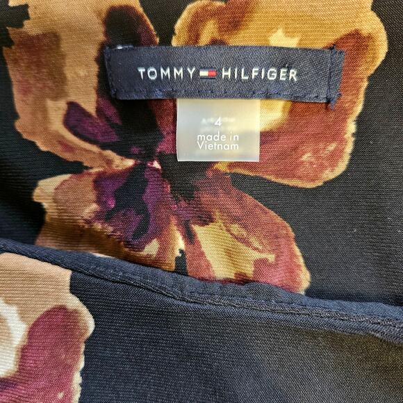 Tommy Hilfiger Black & Brown Floral Sleeved Midi Dress Women's Size 4 NWT - Picture 6 of 6